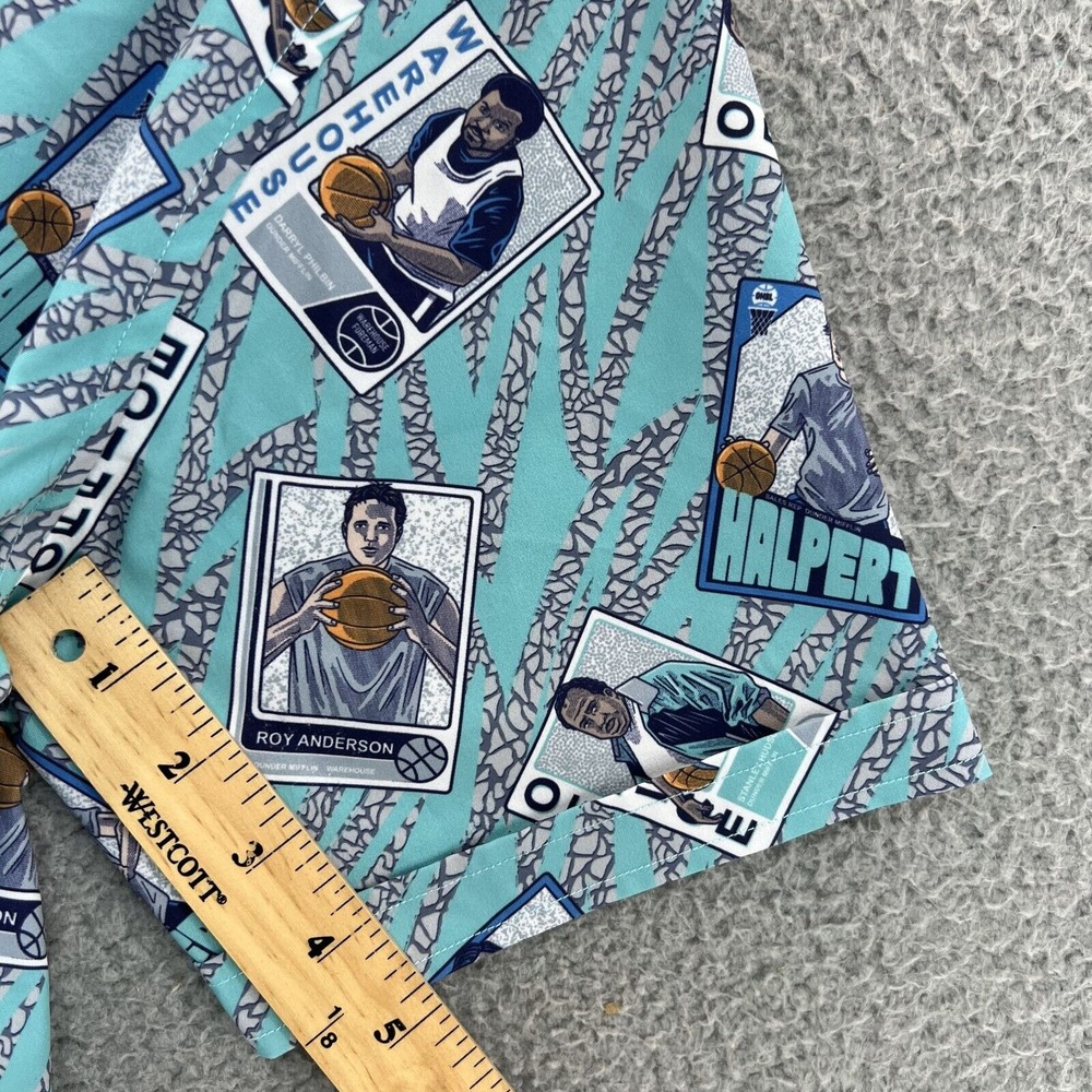 RSVLTS Shirt THE OFFICE Men's Small Blue Short Sleeve Button Up Basketball Cards - Picture 10 of 15